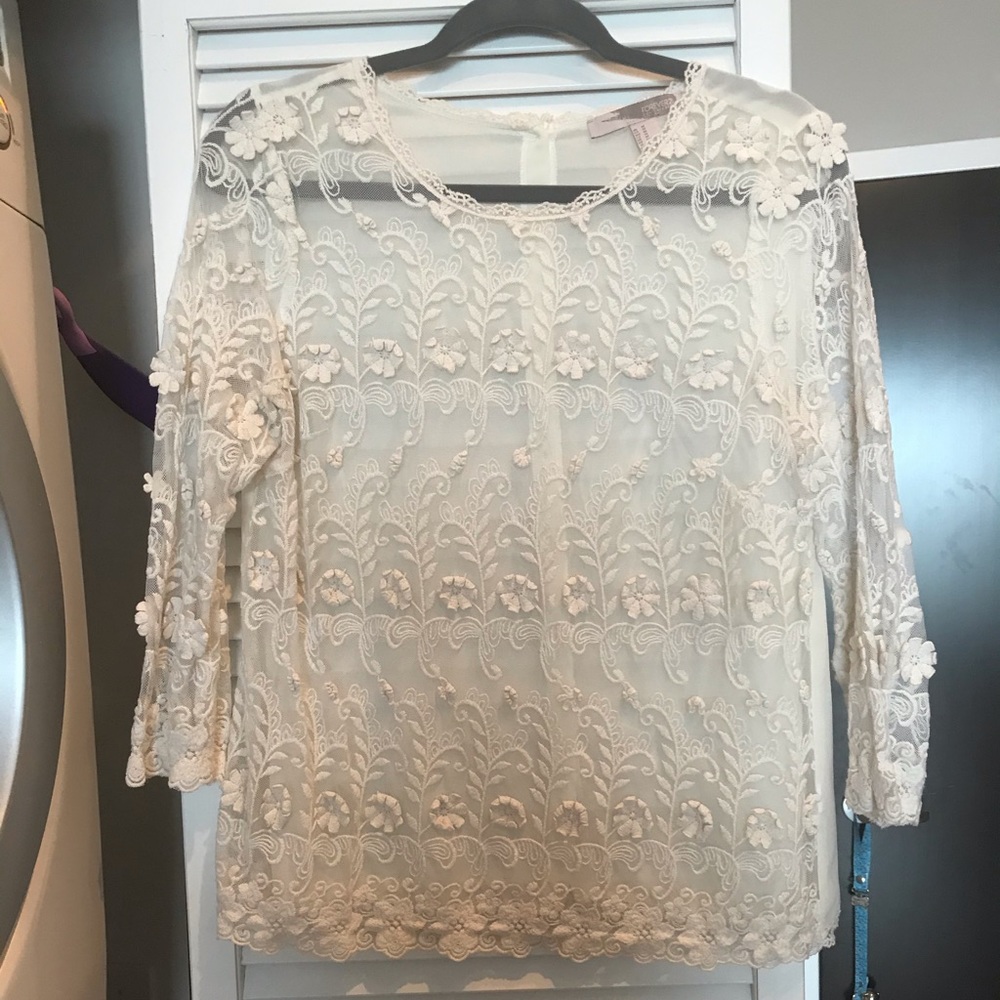 Ivory lace top.